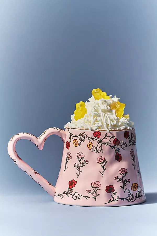 Blooming Hearts Stoneware 24k Gold Accent Mug | Anthropologie (US)