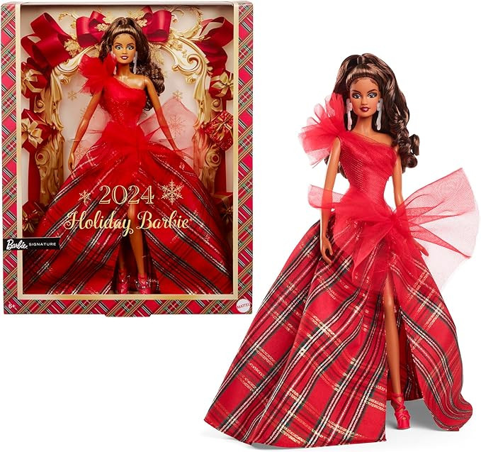 Barbie 2024 Holiday Barbie Dolls, Seasonal Collector Toy, Barbie Signature, Plaid Gown with Red B... | Amazon (US)