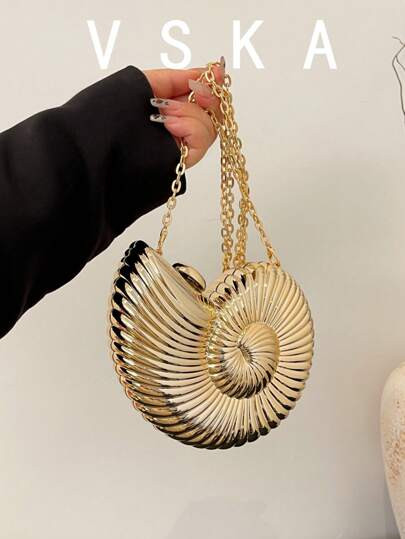 Seashell Shape Shoulder Bag For Women, New Summer Acrylic Chain Crossbody Bag, Elegant Shell Purse Perfect For Parties Weddings Dinners & Banquets Matches Wedding Dresses Formal Wear Prom Gowns Birthday Outfits | SHEIN