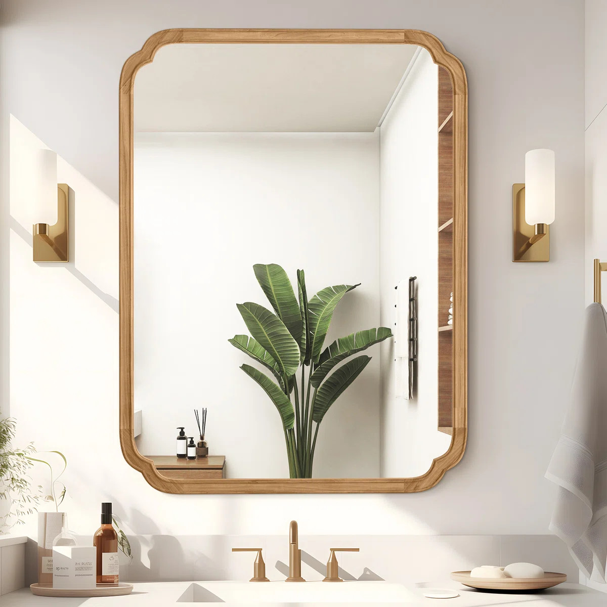 Ali Wood Accent Wall Mirror for Bathroom, Farmhouse Mirror Decorative Mirror | Wayfair North America
