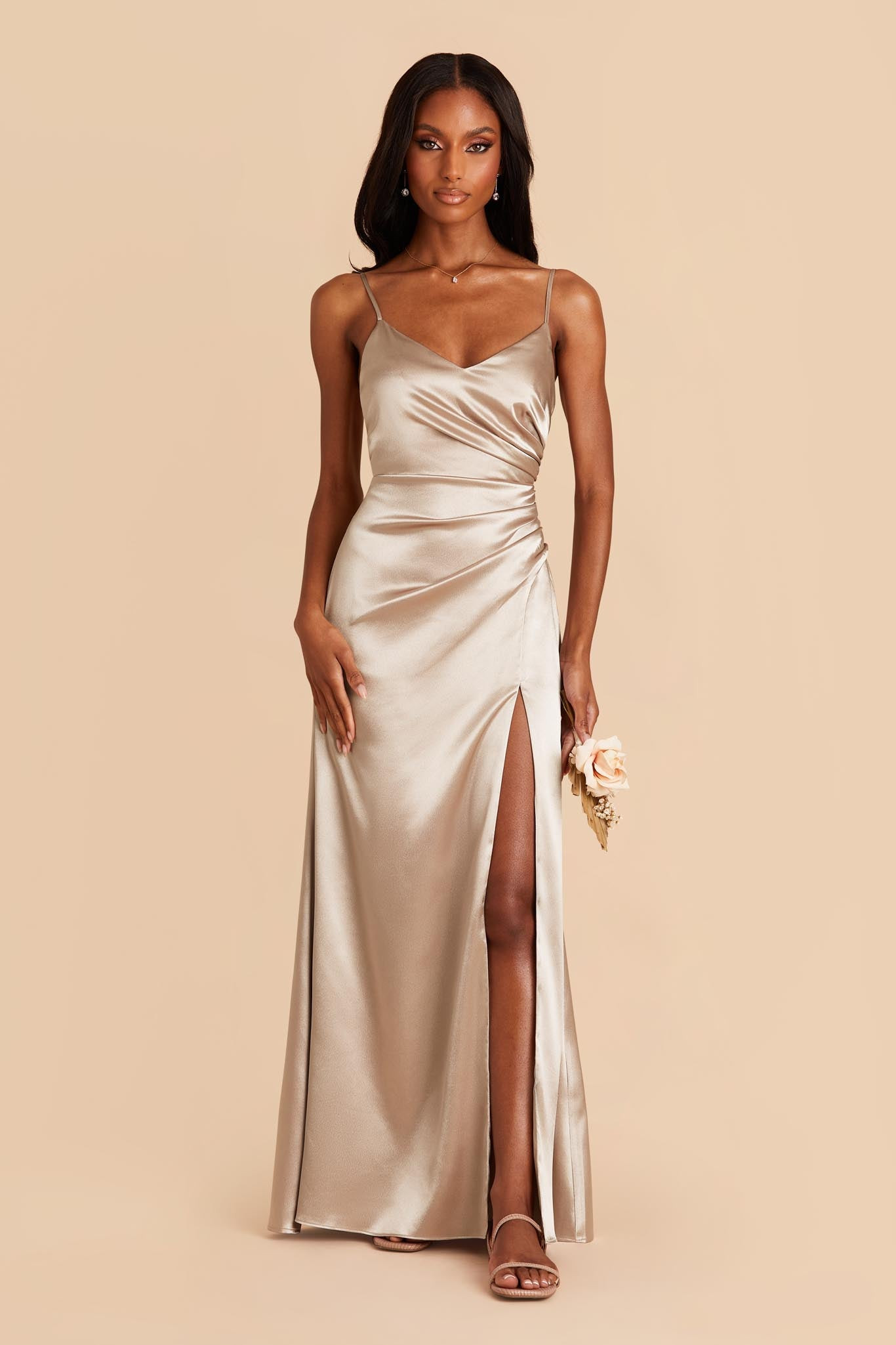 Catherine Neutral Champagne Satin Mermaid Bridesmaid Dress | Birdy Grey | Birdy Grey