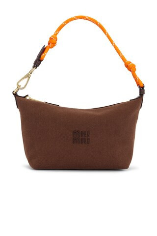 Miu Miu Gabardine Nastro Top Handle Bag in Brown | FWRD 