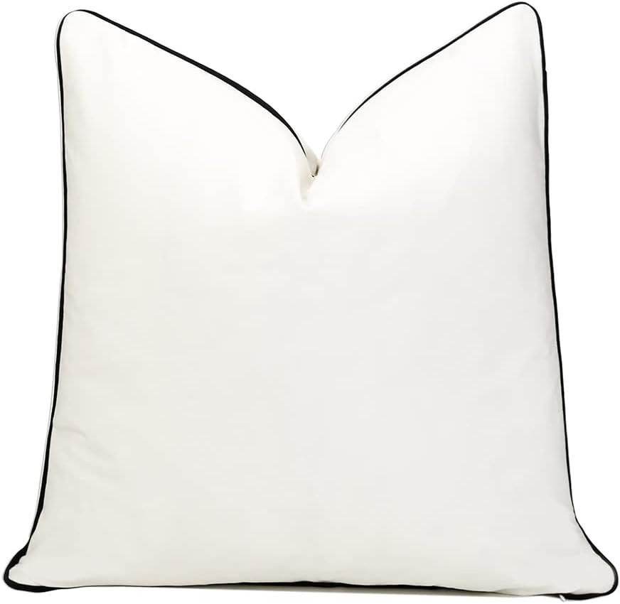 THE-TINOART 22x22inches Square Solid White Black Velvet Throw Pillow Covers Soft Decorative Cushi... | Amazon (US)