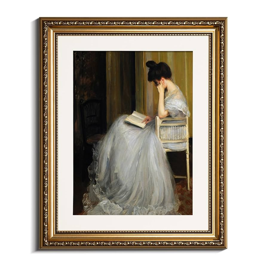 VIYYIEA Gold Framed Wall Art Canvas Print Home Decor for Living Room Women Reading Pictures for B... | Amazon (US)