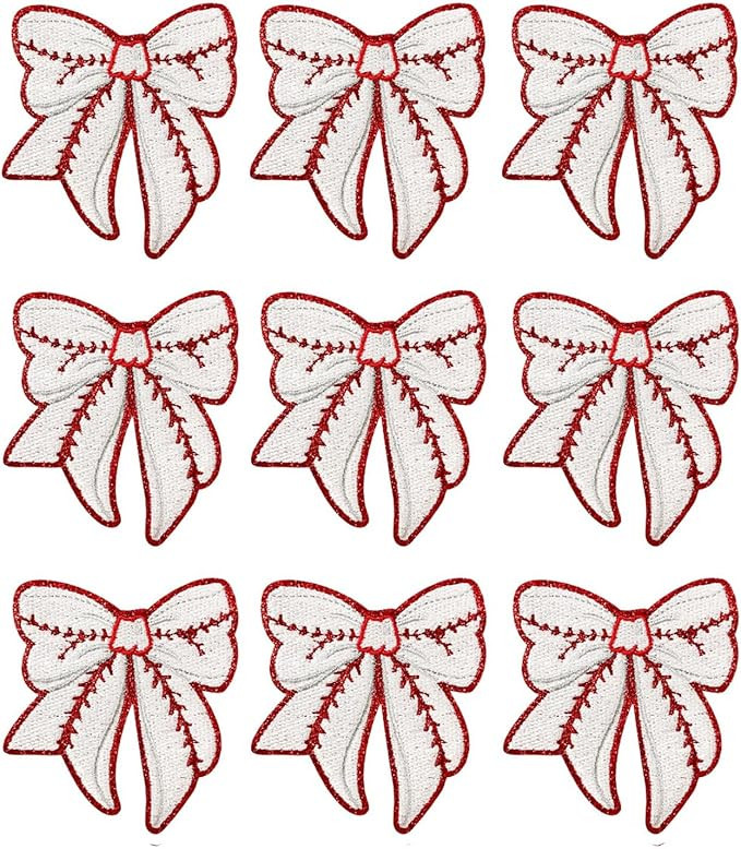 9 Pack Baseball Patches Iron on Bow Patch for Clothing,Embroidered Fabric Patches for Clothes Hat... | Amazon (US)