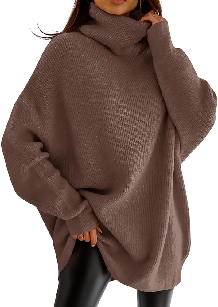 imesrun Womens Turtleneck Oversized Sweater Batwing Chunky Pullover Sweater Casual Fall Loose Kni... | Amazon (US)