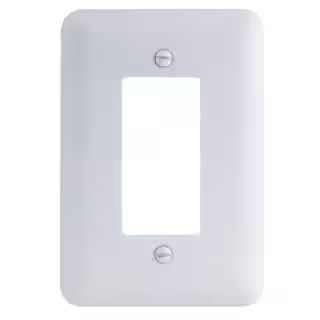 Commercial Electric 1-Gang Rocker Midway/Maxi Sized Metal Wall Plate, White (Textured/Paintable F... | The Home Depot