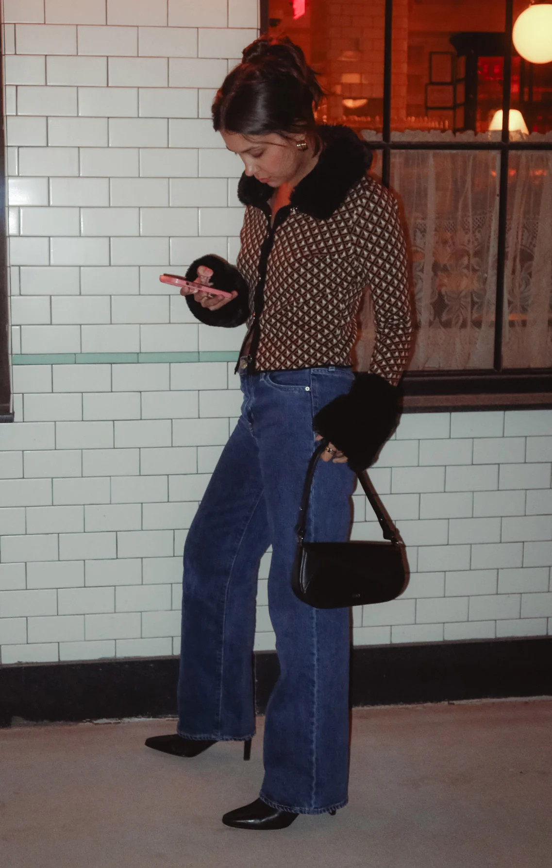 Chateau Cardigan ~ Carmel Geo Knit with Faux Fur | Show Me Your Mumu