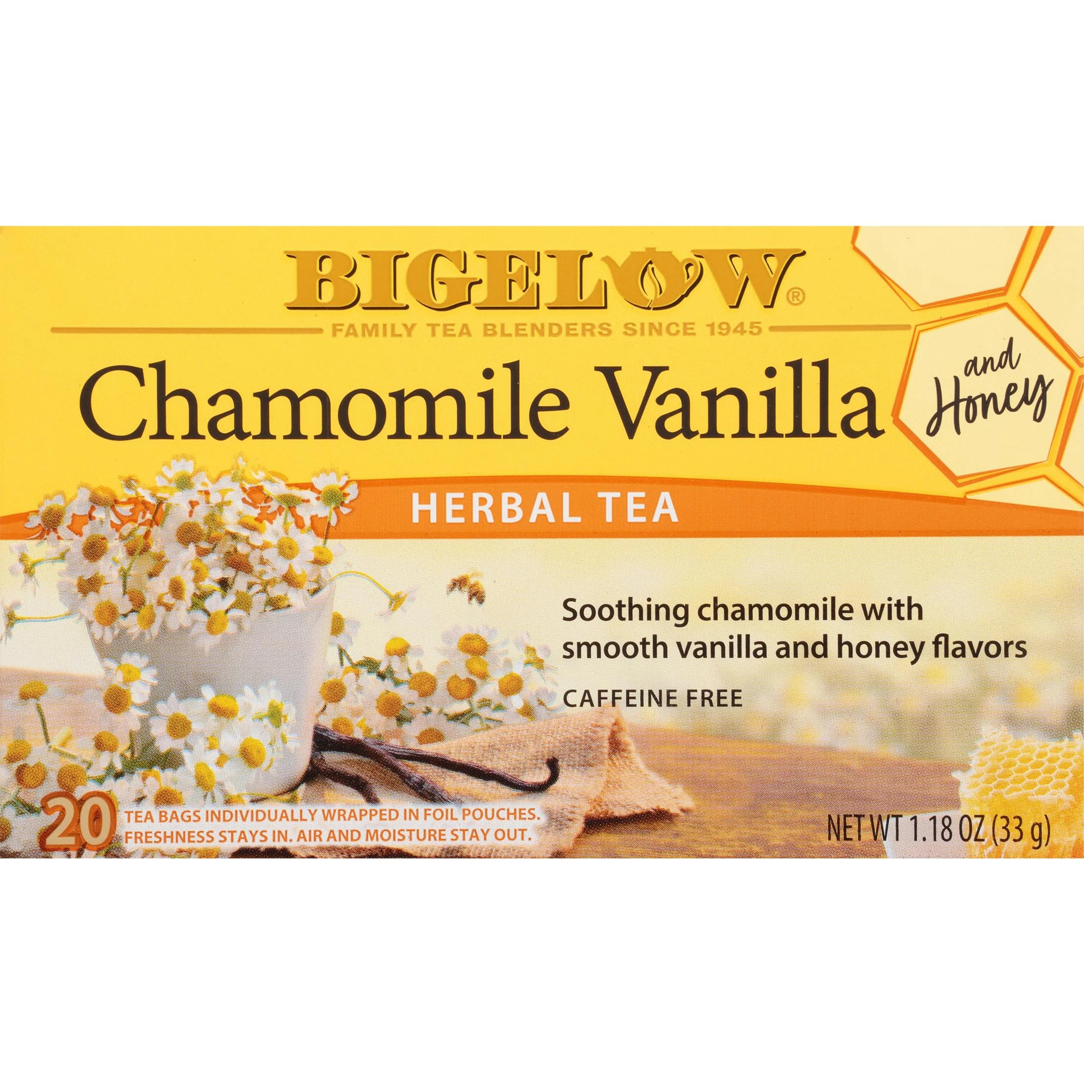 Bigelow Chamomile Vanilla and Honey, Caffeine Free, Herbal Tea Bags, 20 Count | Walmart (US)