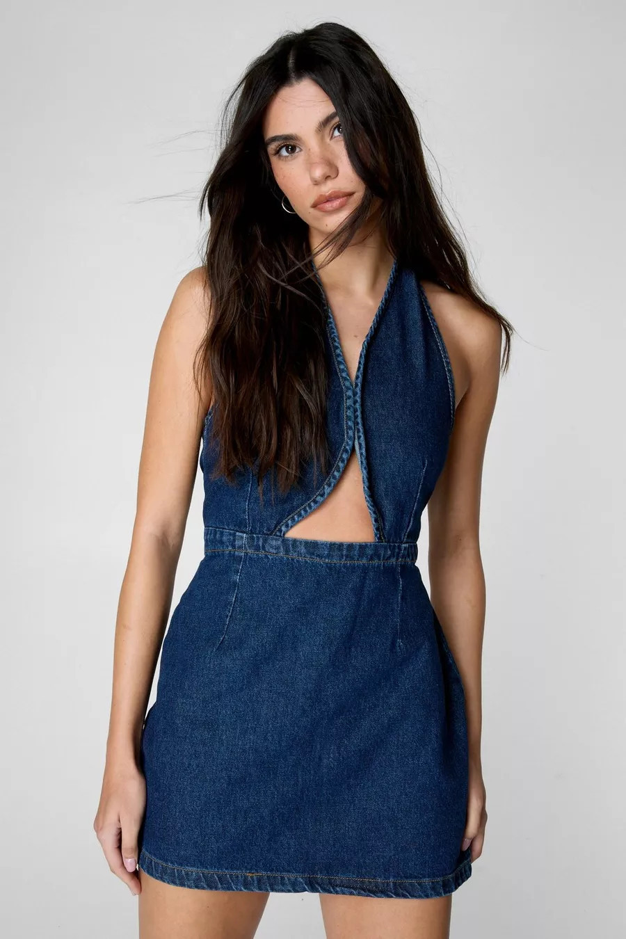 Denim Halterneck Mini Dress | Nasty Gal US