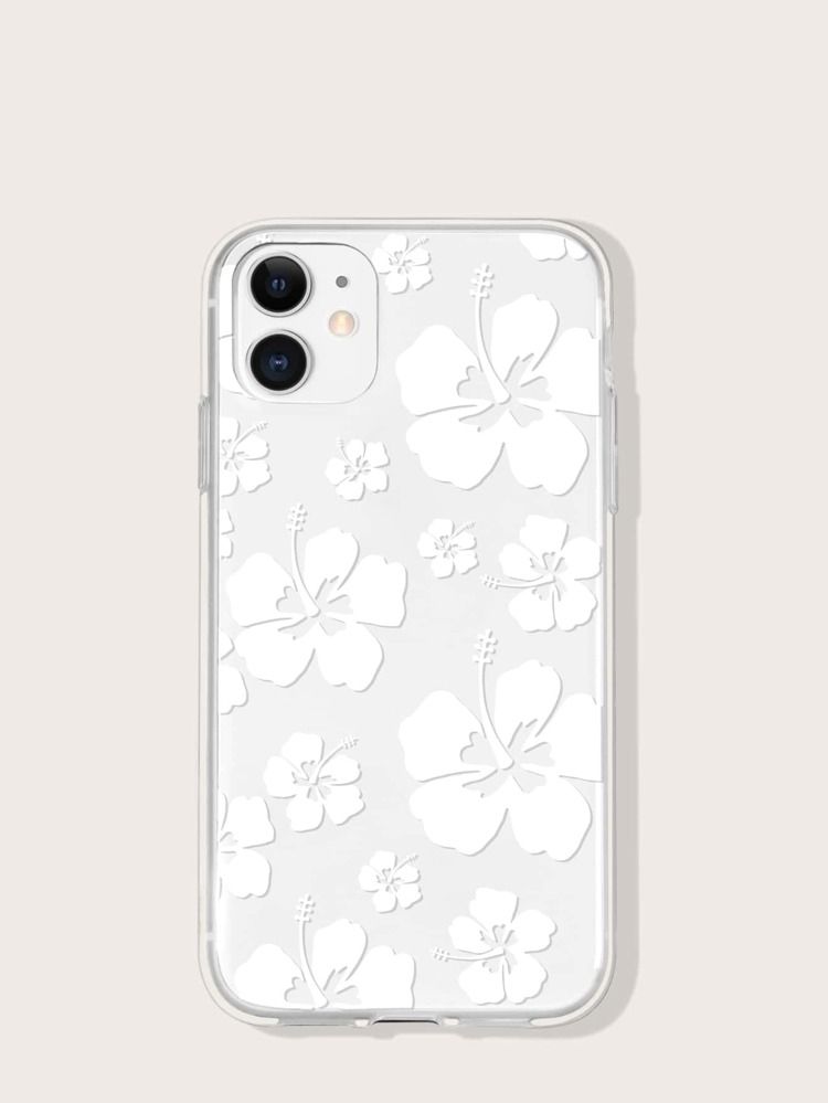 Flower Pattern Clear Phone Case | SHEIN