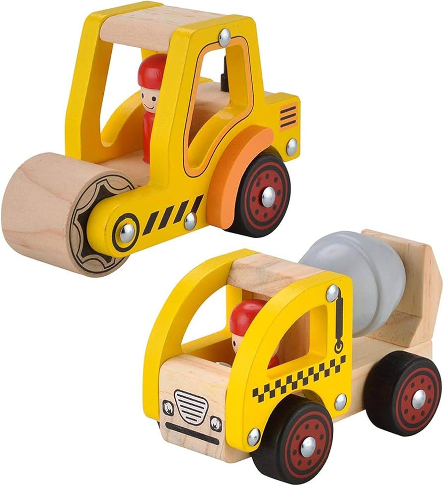 Wooden Push Car Toys for Infants 12-18 Months, 2 Pcs Baby Vehicle Toys Hand Push Car Toys for 1 2... | Amazon (US)