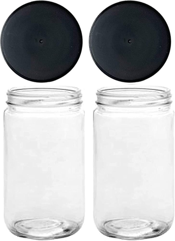 Jarming Collections Mason Jars 32 Oz Glass Extra Wide Mouth Quart Storage Jars 32 oz with Lids - ... | Amazon (US)