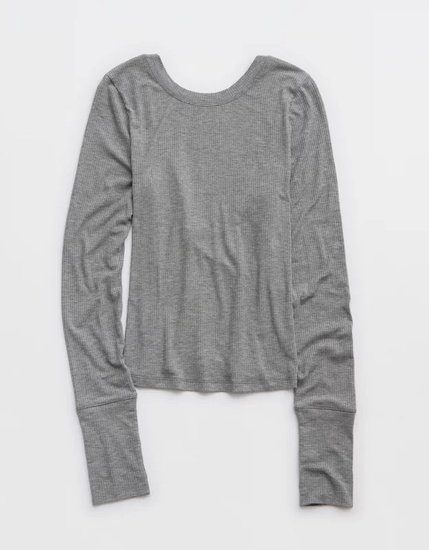 OFFLINE By Aerie Thumbs Up Ribbed Scoop Back T-Shirt | American Eagle Outfitters (US & CA)