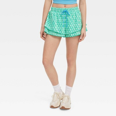 Women's Stamped Floral Drawstring Shorts Teal - Roller Rabbit x Target L | Target