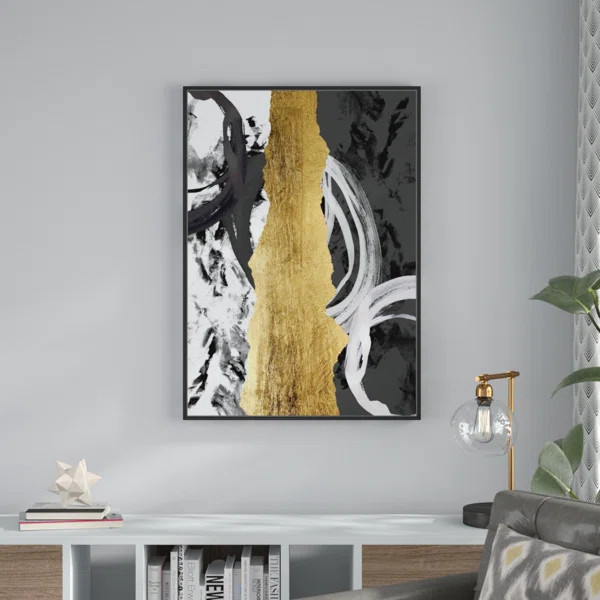 'Gold Rapture' Framed Graphic Art Print on Canvas | Wayfair North America