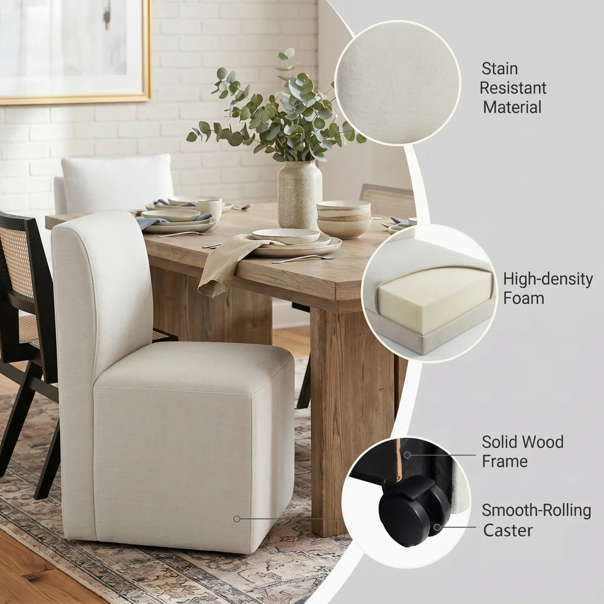Bralan Polyester Blend Upholstered Side Dining Chair with Casters (Set of 2) | Wayfair North America