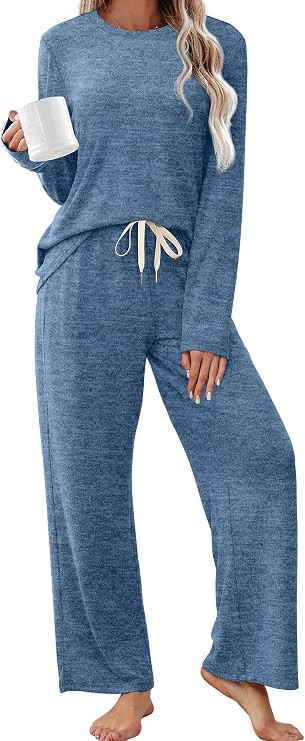SAMPEEL Pajamas for Women Set Comfy Lounge Sets Two Piece Long Sleeve Cute Pjs Soft Sleepwear Win... | Amazon (US)