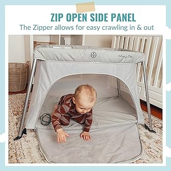 Dream On Me Travel Light Playard with Mesh Zipper Door in Grey | Amazon (US)