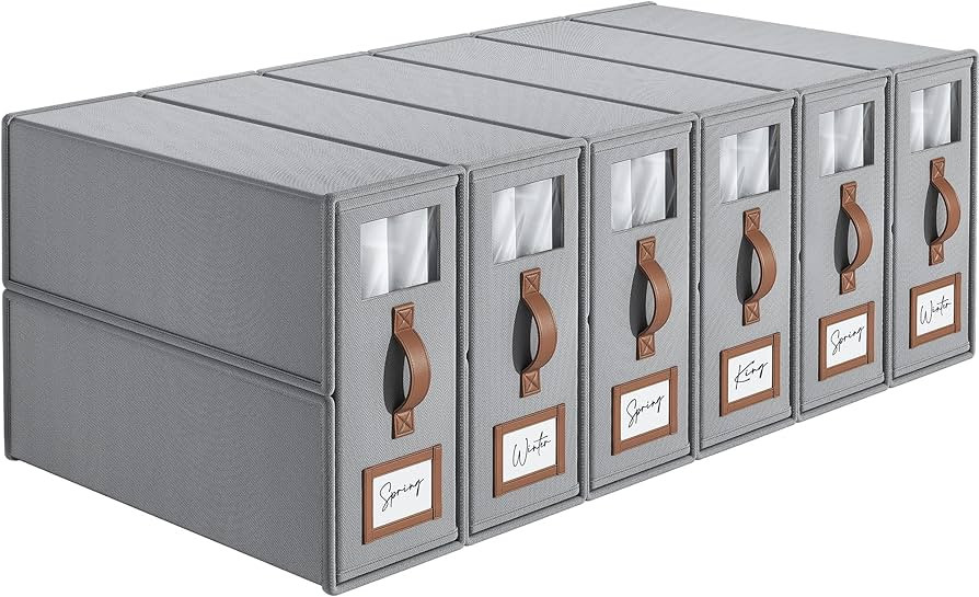 6 Pack Bed Sheets Organizers And Storage (King Size),Foldable Sheet Organizer With Handle For Lin... | Amazon (US)