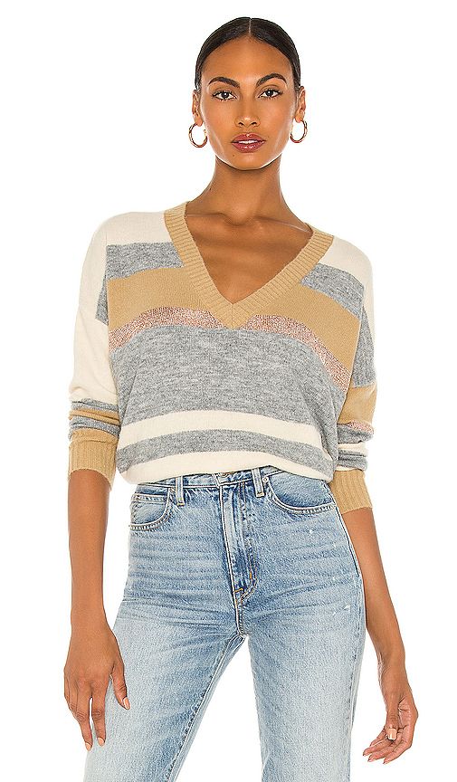 Central Park West Broad V Neck Sweater in Grey. - size S (also in L,M,XS) | Revolve Clothing (Global)