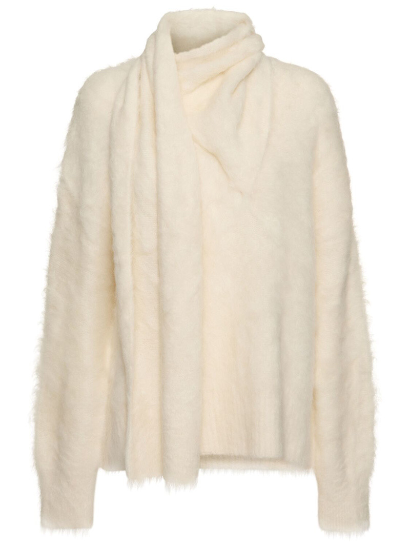 Alpaca blend knit sweater w/scarf | Luisaviaroma