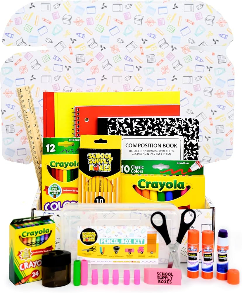 Back to School Supply Box Grades K-5 - School Supply Boxes - 32 Piece School Supplies Kit Include... | Amazon (US)