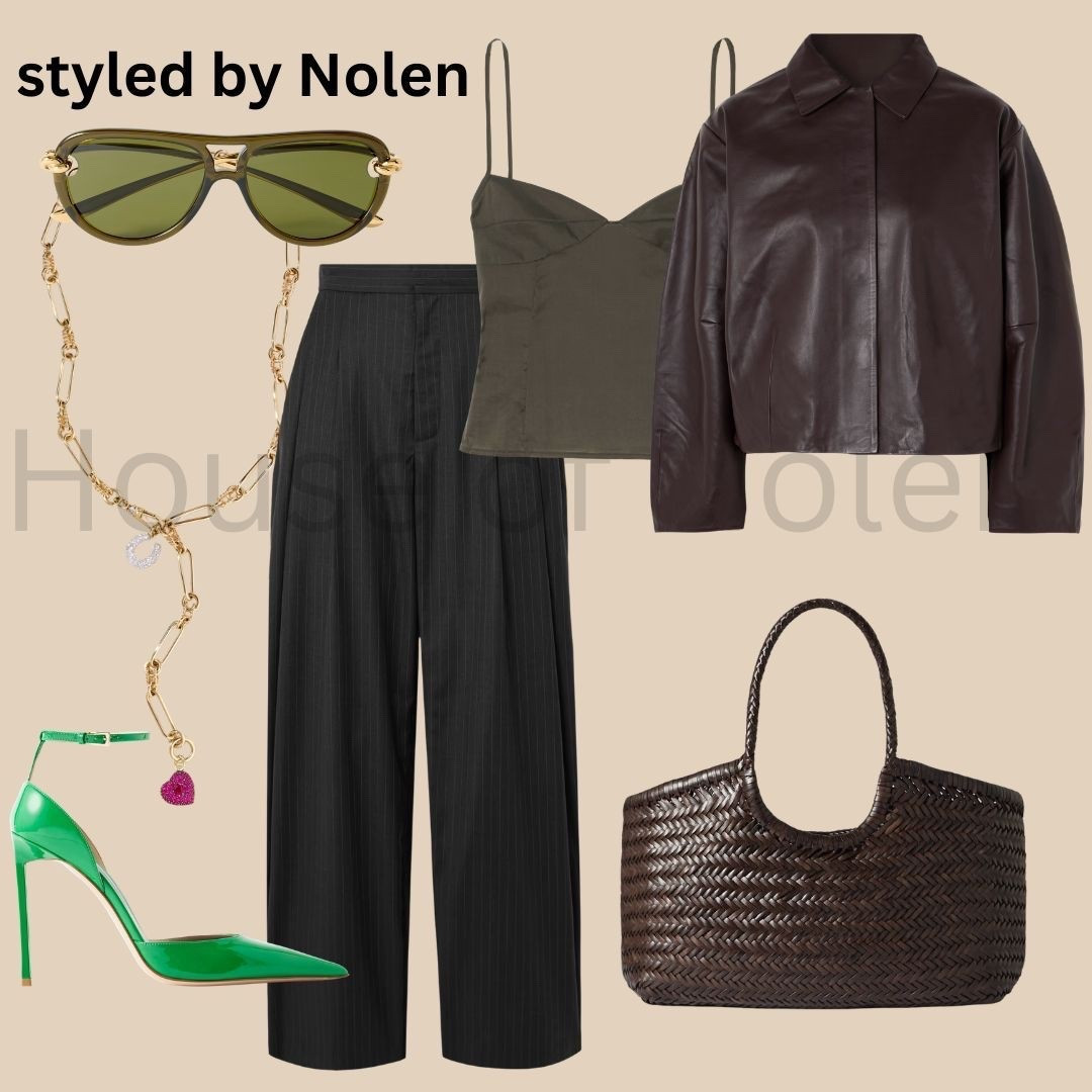 Spring 2026 Look 8. 

From the boardroom to the bar cart. 

Dark tones, wide-leg energy, and that one pop of green that says I know exactly what I'm doing. Whether you're hitting SoHo or Sunset Blvd. 

This look travels.

#NYCFashion #LAStyle #NewYorkStyle #LosAngelesFashion #BiCoastalStyle #SoHoStyle #WestHollywood #SpringStyle2026 #OOTD #FashionFlatlay #LeatherJacket #WidelegTrousers #GreenHeels #StatementShoe #LuxuryFashion #EditorialStyle #StreetStyleNYC #StreetStyleLA #FashionBlogger #StyleInspo #FashionContent #FashionCreative #OutfitIdeas #FlatLayFashion #FashionStylist #NYCStylist #LAStylist #StyleBlogger #FashionCommunity #SpringFashion2026

#LTKootd #LTKOver40 #LTKgrwm