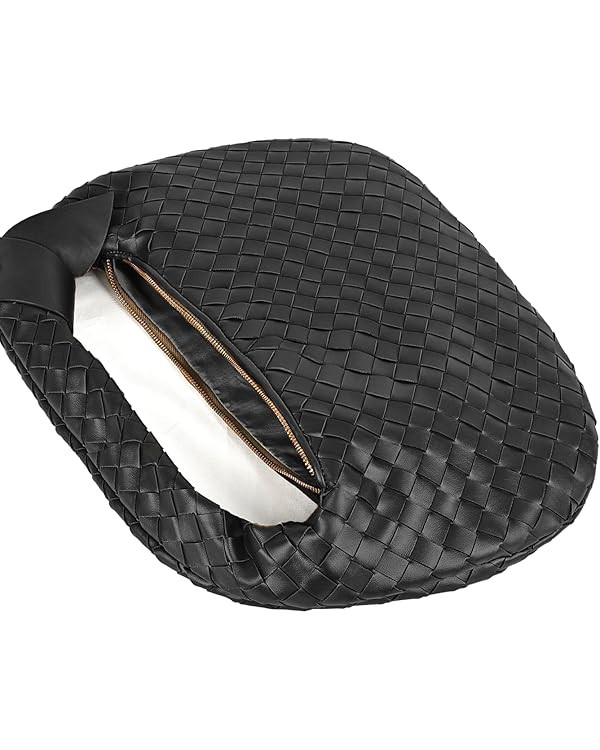 Knotted Woven Leather Handbags Tote with Detachable Bow For Women, Trendy Hobo Dumpling Purse Bag... | Amazon (US)