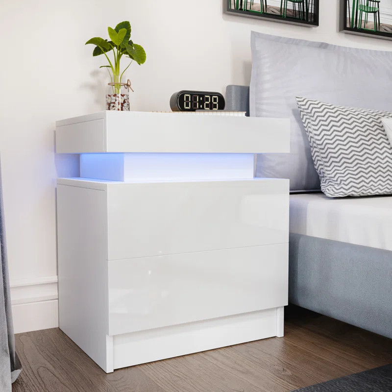 Albanese Manufactured Wood Nightstand with RGB LED Lights | Wayfair North America