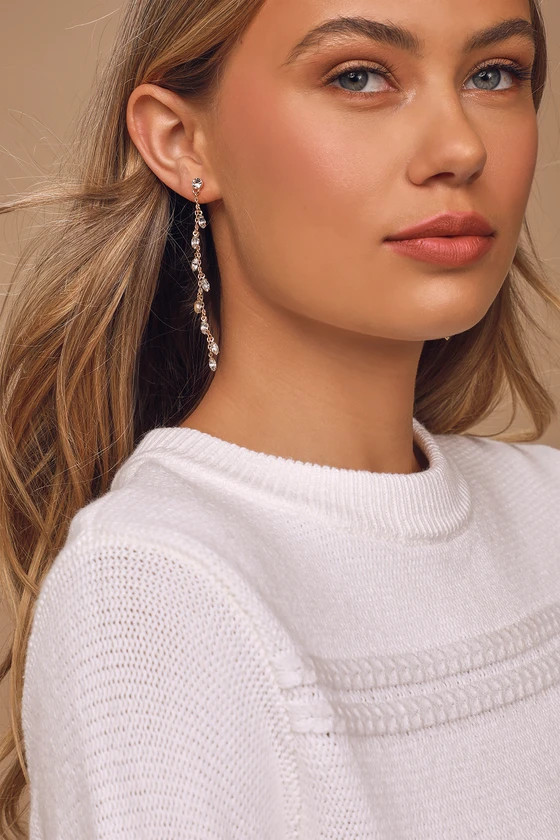 Walk The Vine Gold Rhinestone Drop Earrings | Lulus