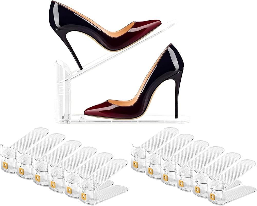 Shoe Slot Organizer Clear Shoe Stackers Organizers for Closet Space Saver Holder Shelf Organizado... | Amazon (US)