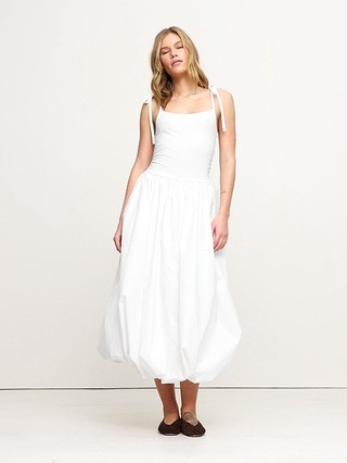 Mixed Media Bubble-Hem Maxi Dress | Banana Republic (US)