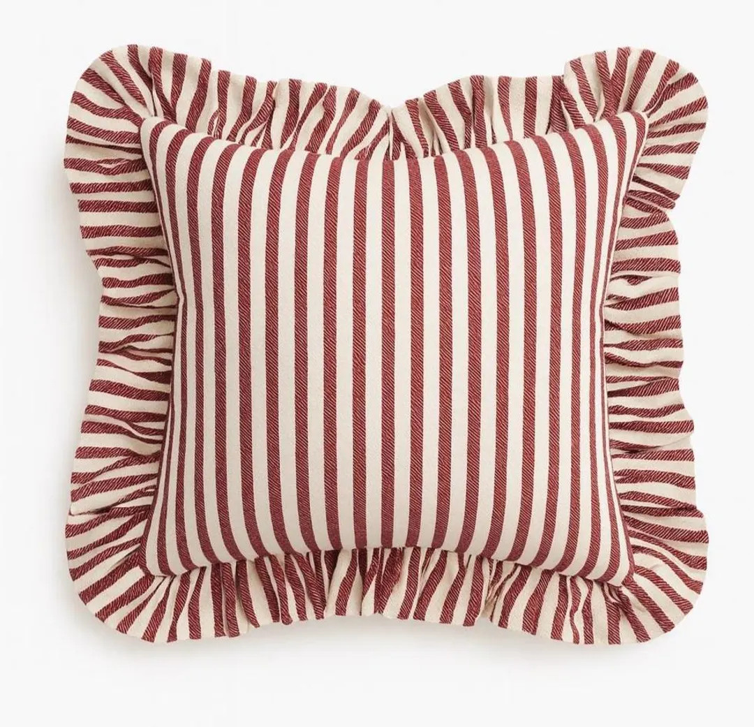 Striped Ruffled Linen Cotton Pillow Cover – Handmade Modern Cushion - Etsy | Etsy (US)