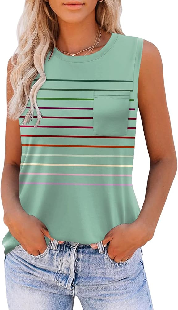Zeagoo Women's Tank Tops 2025 Loose Fit High Neck Summer Top Dressy Casual Sleeveless Shirts with... | Amazon (US)