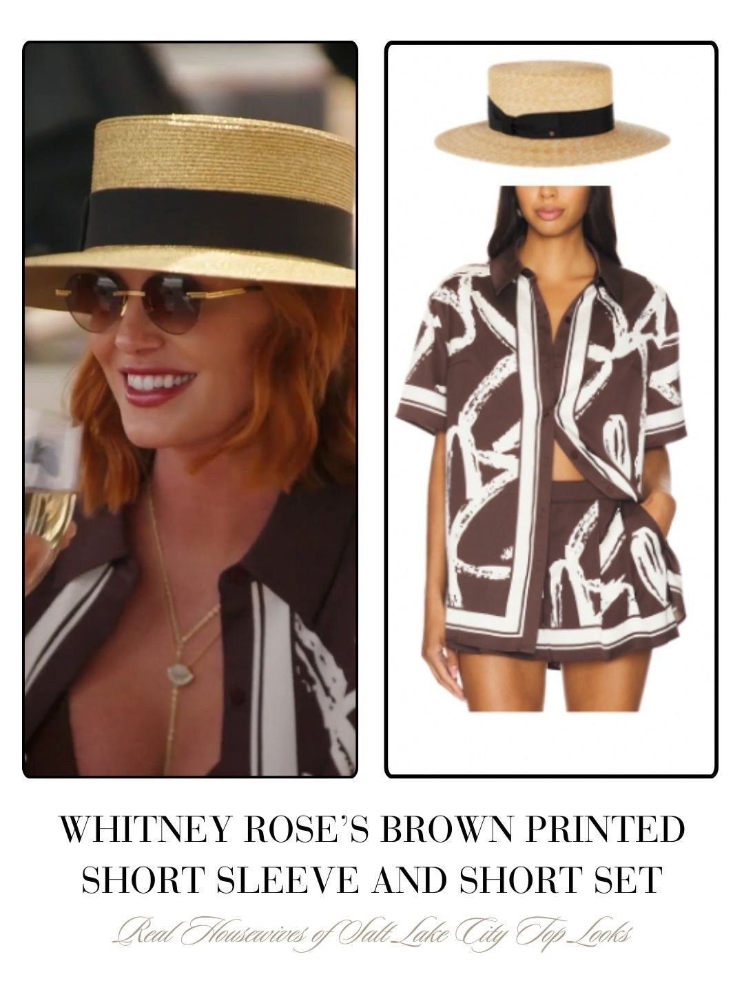 Whitney Rose’s Brown Printed Short Sleeve and Short Set 