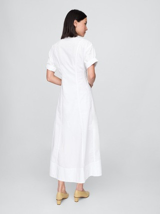 Poplin Roll-Cuff Midi Shirtdress | Gap (US)