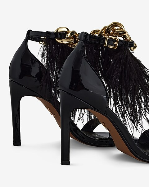 Brian Atwood x Express Feather Chain Heeled Sandals | Express