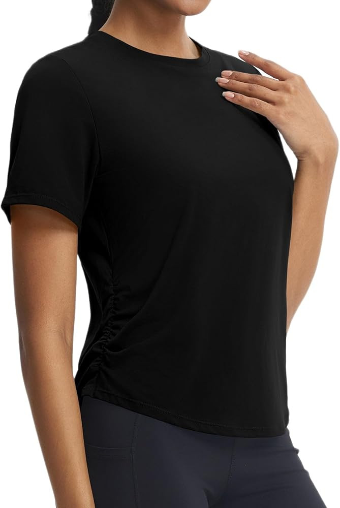 baleaf Women's Short Sleeve Yoga Shirts Soft UPF 50+ Workout Tops Sun Protection Athletic T-Shirt... | Amazon (US)