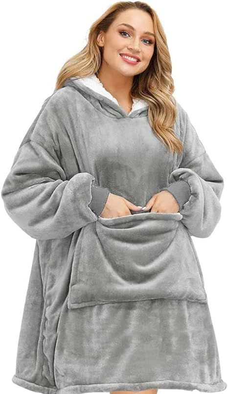 Amazon.com: Blanket Hoodie Sherpa Fleece Oversized Wearable Blanket Warm Thick Big Hooded Sweatsh... | Amazon (US)