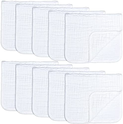Amazon.com: Muslin Burp Cloths 10 Pack Large 100% Cotton Hand Washcloths 6 Layers Extra Absorbent... | Amazon (US)