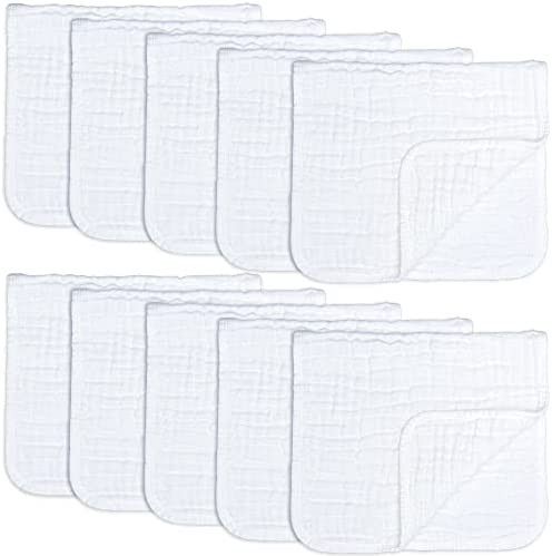 Amazon.com: Muslin Burp Cloths 10 Pack Large 100% Cotton Hand Washcloths 6 Layers Extra Absorbent... | Amazon (US)