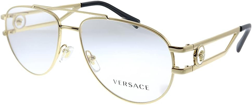 Versace VE 1269 1002 Gold Metal Aviator Eyeglasses 57mm | Amazon (US)