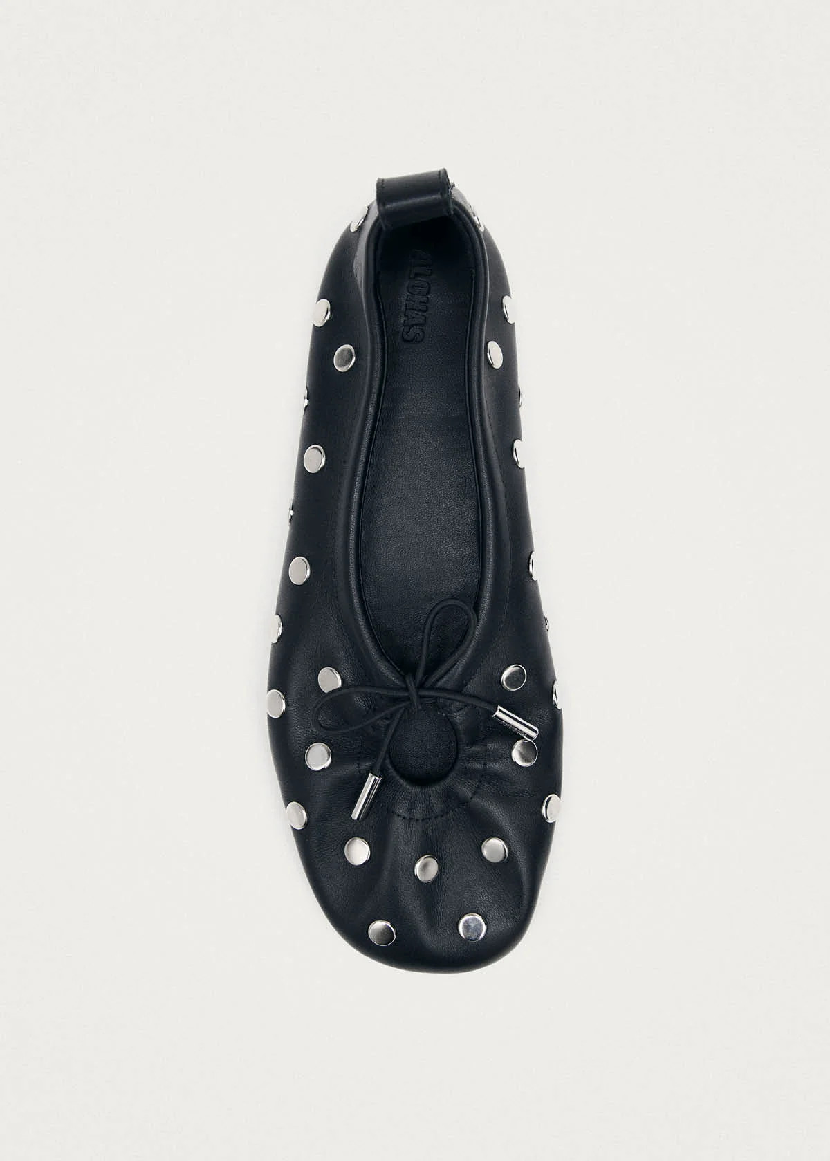 Rosalind All Studs Black Leather Ballet Flats | ALOHAS (Global)