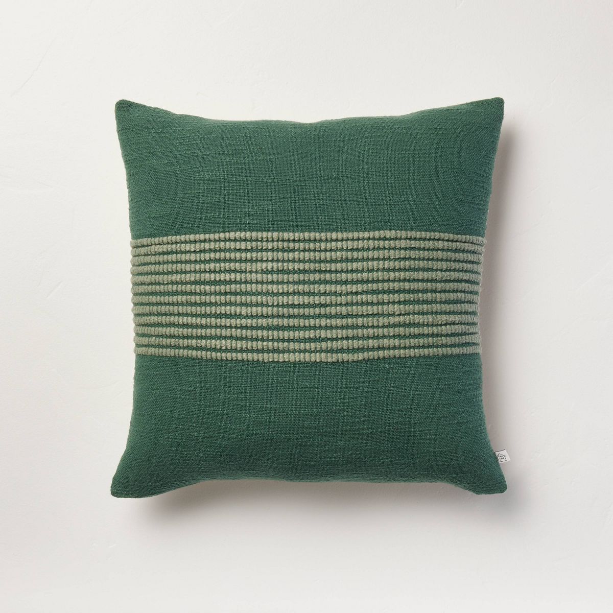 18"x18" Textured Center Stripes Square Throw Pillow Green - Hearth & Hand™ with Magnolia | Target