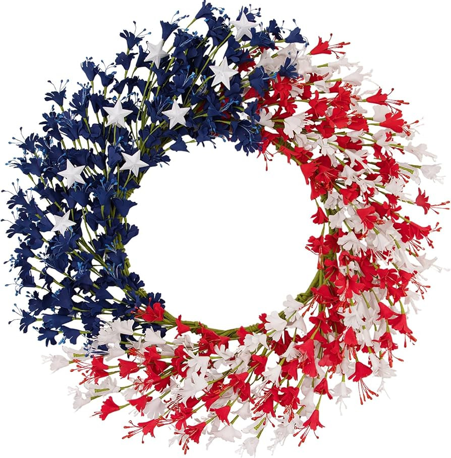 20 Inch Patriotic Forsythia Wreath for Front Door, 4th of July Independence Day Memorial Day Deco... | Amazon (US)