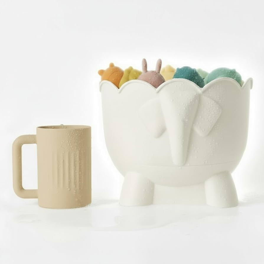 Bath Toy Storage - 2 Piece Baby Bathtub Toy Holder With Removable Base For Draining - 1 Silicone ... | Amazon (US)