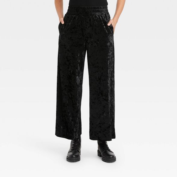 Women's Mid-Rise Wide Leg Ankle Velvet Pull-On Pants - A New Day™ | Target