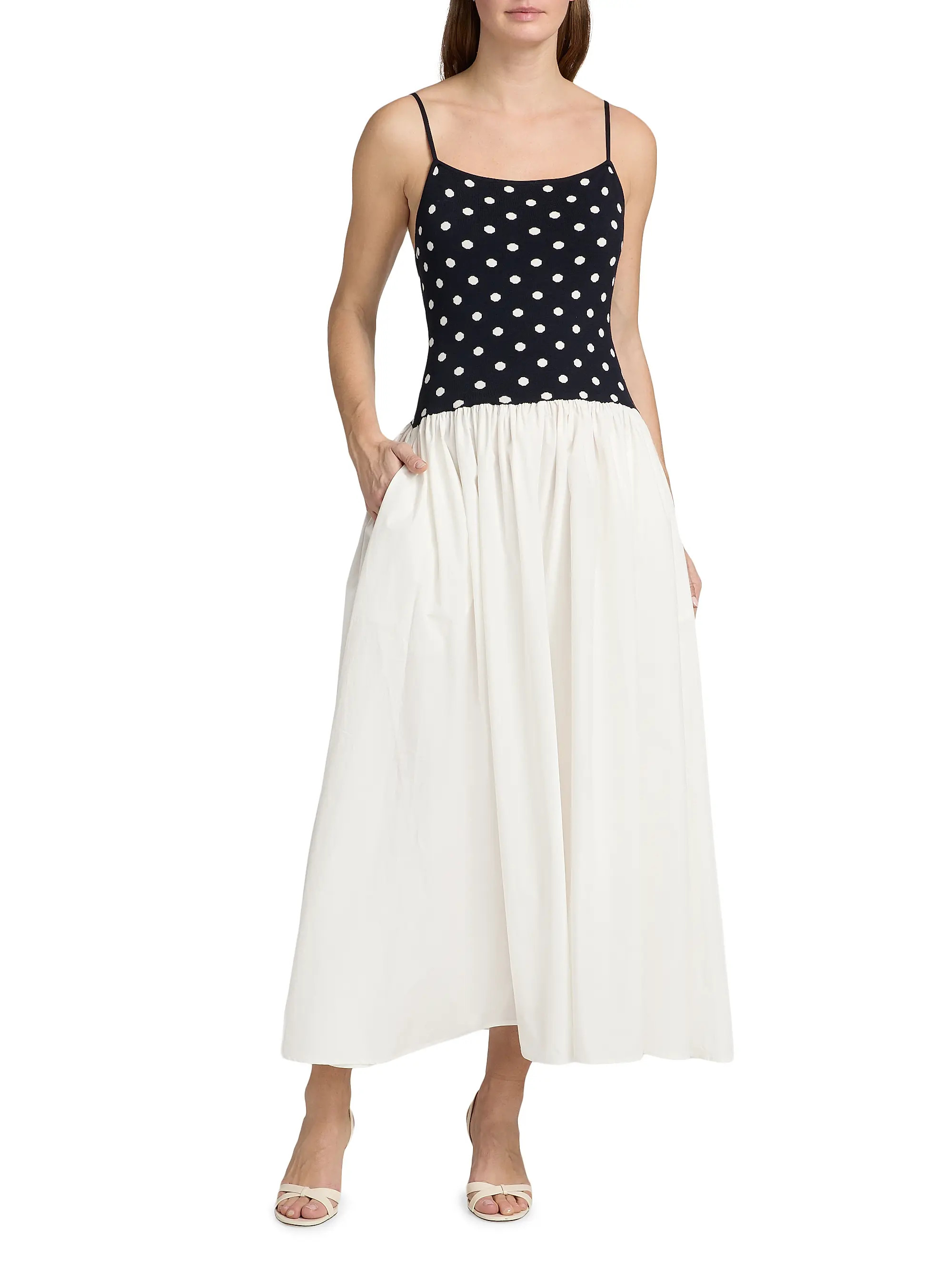 Toccin Orielle Polka Dot Scoopneck Midi-Dress | Saks Fifth Avenue | Saks Fifth Avenue