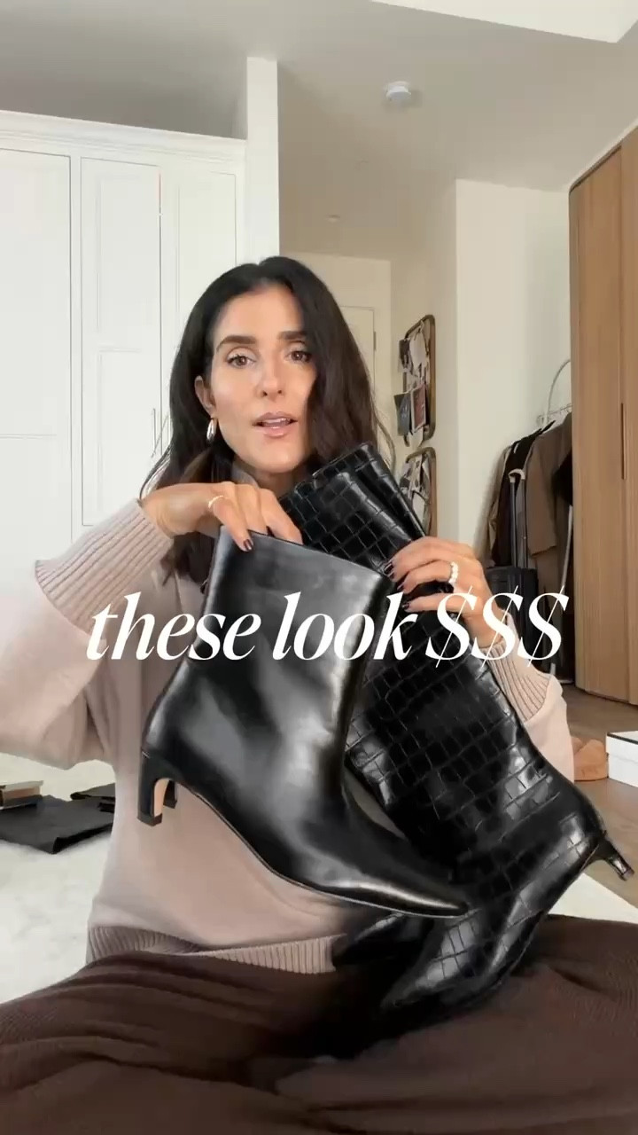 These boots look and feel designer without the price tag! Comfortable straight out of the box. First pair runs big I recommend sizing down, second pair runs small I sized up 1/2 a size. 
I’m just shy of 5-7” wearing the size small sweater  #stylinbyaylin #aylin #boots #amazon 

#LTKSeasonal #LTKBeauty #LTKootd